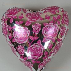 Шар (18''/46 см) Сердце, Розы, Фуше
